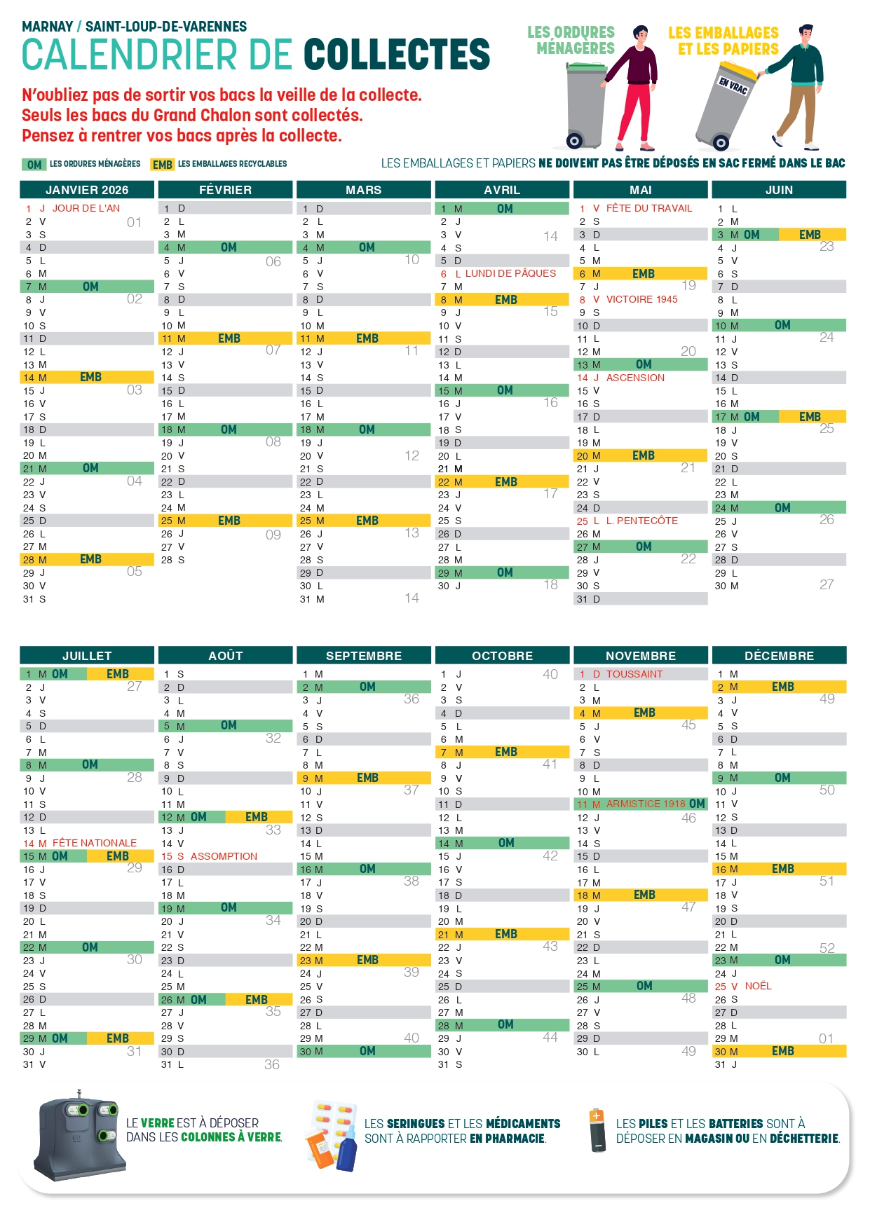 calendrier de collecte 2026